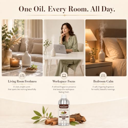 Image of TMPE SandalWood Diffuser Oil with Long-lasting Aroma | Classic Woody Fragrance Invokes Spirituality & Homely Feel | Ideal for Aromatherapy, Diffusers & Air Purifiers - 1 L (1000ml)