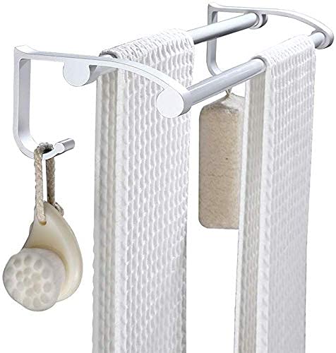 Toallero sin perforaciones de aluminio para pared con doble poste en baño