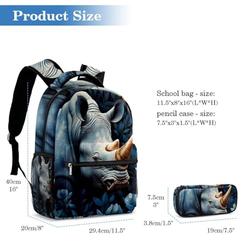 Sac à dos Rhino avec trousse 2 pièces grand format pour les élèves