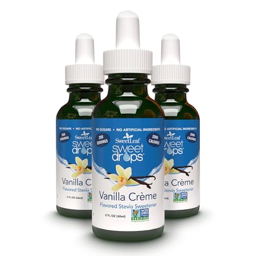 SweetLeaf Sweet Drops - Flavored Stevia Liquid Sweetener, Organic Stevia Extract, Zero Calorie, Keto Friendly, Non GMO, Natural Flavor, Sugar Alternative - Vanilla Creme, 2 Fl Oz (Pack of 3) SweetLeaf Sweet Drops - Flavored Stevia Liquid Sweetener, Organic Stevia Extract, Zero Calorie, Keto Friendly, Non GMO, Natural Flavor, Sugar Alternative - Vanilla Creme, 2 Fl Oz (Pack of 3)