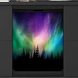 Dishwasher Magnet Cover for The Front, Northern Light Aurora Galaxy Dishwasher Magnets Decorative Cover Panel 26' x 23' Magnetic Refrigerator Sticker Decal Washing Machine Door Covers Home Decor