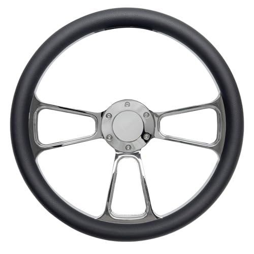14inch Universal Black Microfiber Leather Steering Wheel 6 Holes