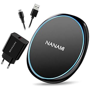 NANAMI Wireless Charger mit Quick Charge 3.0 Adapter,10W Schnelles Drahtloses Ladegerät für Samsung Galaxy S24 S23 S22 S21 S20 Ultra Plus, 7.5W Qi Ladegerät für iPhone 15 14 13 12 11 Pro Neue Airpods