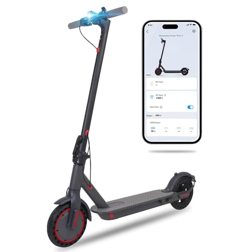 SURPOOTER Electric Scooter, Powerful 350W Adult Electric Scooter, Up to 19Mph and 8.5' Solid Tires, with Dual Braking System and Intelligent Program Control Design