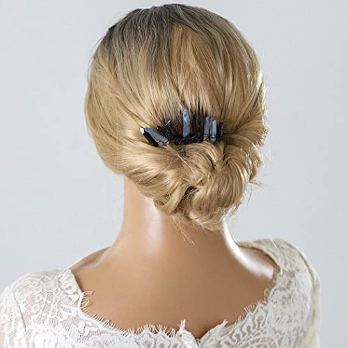 Campsis Moon Raw Crystal Quartz Tiara Hair Comb Black Natural Gem Raw Crystal Hair Side Comb Handmade Mermaid Decorative Hair Accessories Birdal Bide Wedding Cosplay Festival Parties Photography For Women And Girls #TOP6