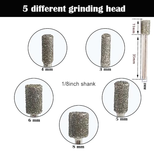 Fresas de amolar diamante 60 Grit, 10 pcs, cabezal cilindro miniatura 2