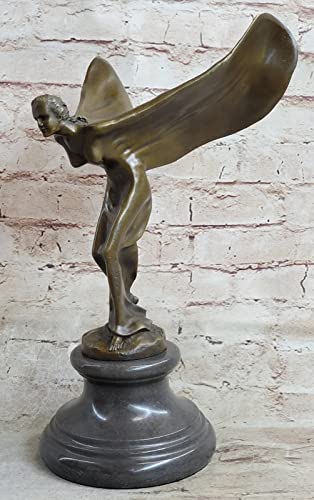 EUROPEAN BRONZE Rolls Royce Hood Ornament Cast Bronze Flying Lady