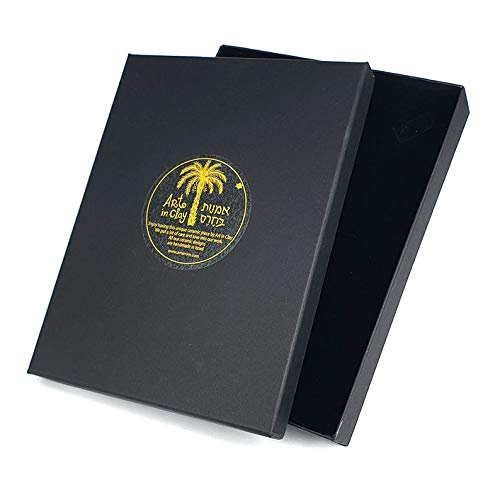 GORGEOUS BEAUTY&CARE - Targa In Ceramica Amaizing Limited Edition - 72 Nomi Di Dio In Ebraico - Decorazione Murale Fatta A Mano In Israele Con Oro 24k E Smalto - 12x17 Cm, Con Supporto Legno