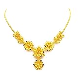 arrawana77 Flower Pendant 22k 24k Thai Baht Yellow Gold Plated Filled Necklace Jewelry Women 18 inch