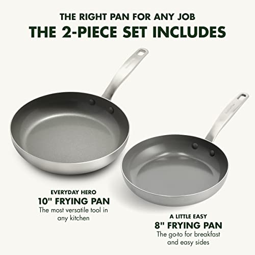 GreenPan Chatham Tri-Ply Stainless Steel Healthy Ceramic Nonstick 8" and 10" Frying Pan Skillet 2-Piece Set, PFAS-Free, Multi Clad, Induction, Dishwasher Safe, Oven Safe, Silver - Image 6