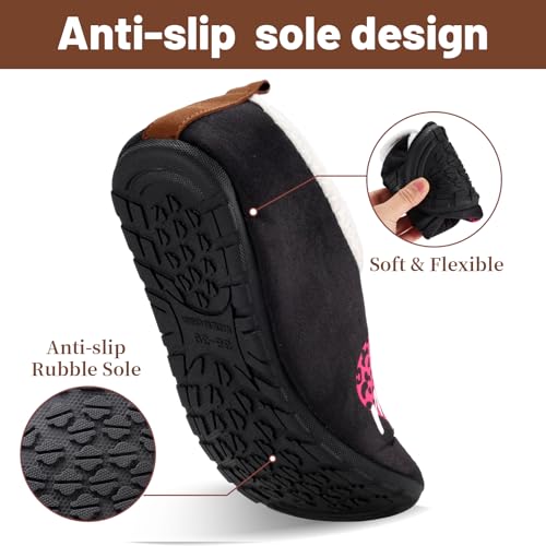 Image of Ibeauti Women Mens House Slippers Lightweight Comfy Barefoot Slipper Socks Rubber Sole House Shoes for Indoor /Outdoor Bedroom Travel