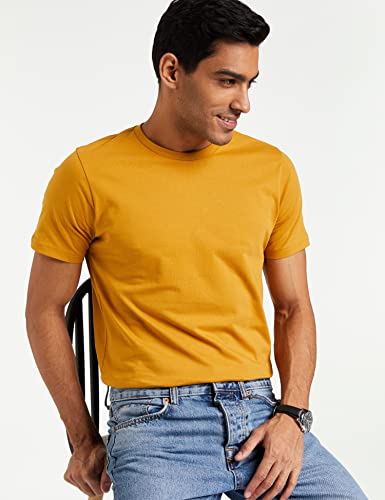Image of Amazon Brand - Symbol Men's Solid Cotton T Shirt | Round Neck | Half Sleeve | Plain-Regular Fit (Available in Plus Sizes)