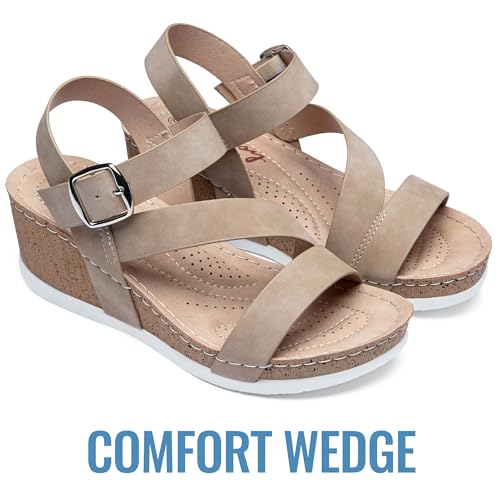 Jeossy Women's Platform Wedge Sandals 835 Comfortable Open Toe Ankle Strap Summer Walking Sandals with Buckle3