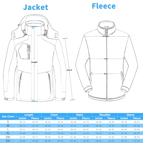 Image of Mens Winter Skiing Jacket 3 in 1 Waterproof Warm Snow Fleece Lining Coat Hooded Windproof Jacket S-6XL