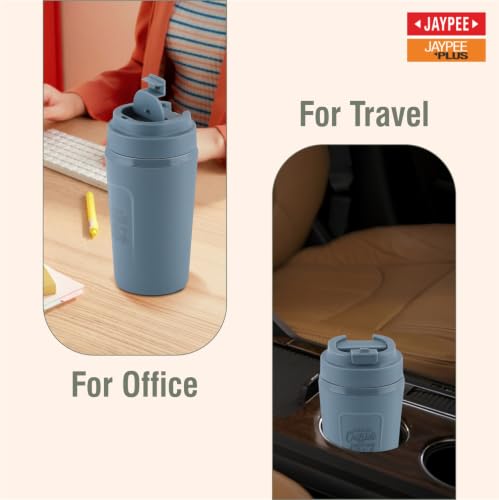 Image of JAYPEE ZIPSIP Pu Insulated Stainless Steel Coffee Mug 385 ml Travel Mug Suitable for Car, Tumbler Bottle, Tea Cup, Matte Finish Non Slip, P. Plum