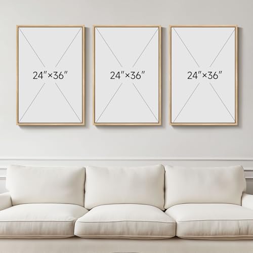 Large Framed Black and White Neutral Abstract Wall Art for Living Room, 3 Piece Boho Canvas Prints Paintings Artwork for Walls, Minimalist Geometric Pictures for Hallway Office Wall Decor 24x36 In - Image 3