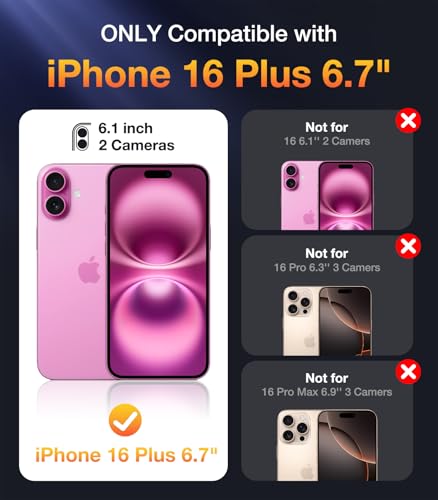 Image of Diaclara Magnetic Designed for iPhone 16 Plus Phone Case,[Full Camera Protection] 360 Clear Bumper Compatible with MagSafe Built-in Screen Protector for 16 Plus,Magnetic Clear Glitter