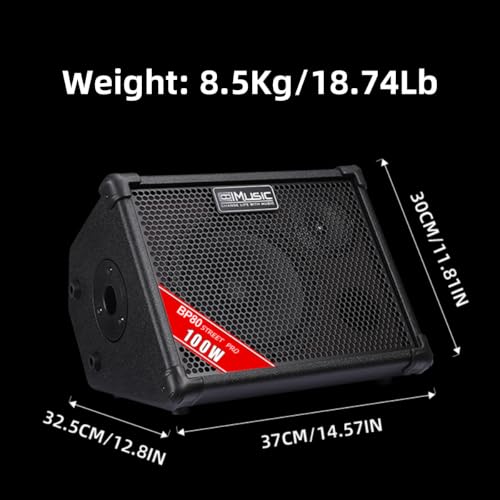 Image of Coolmusic BP80 Battery Powered Acoustic Guitar Amplifier- Portable Bluetooth Speaker 100W, 6 Inputs,3 Band EQ,Black(3-Year Warranty)