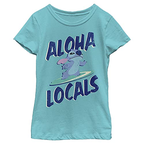 Disney Lilo Aloha Locals Stitch Girl's Solid Crew Tee