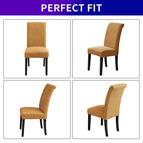 Howhic Stretch Chair Covers For Dining Room Set Of 2, Removable Washable Dining Room Chair Covers, Dining Chair Slipcovers Seat Protector, Great Home Decor And Banquet Upholstery (Gold, 2 Pack) #TOP3