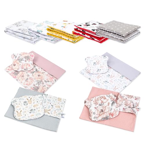 Babydecke Kuscheldecke Baby Decke Winterdecke mit Plüschstoff 75x60 cm + Kissen 35x30 cm - Kinderdecke Blanket Babydecken Kinderwagendecke und Erstausstattung für Neugeborene und Kinder Oeko-Tex