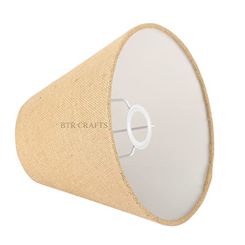 Image of Asian BTR Crafts 10 inch Inches, Small-Medium, Conical Lamp Shade, Cotton Fabric, Natural Jute Color