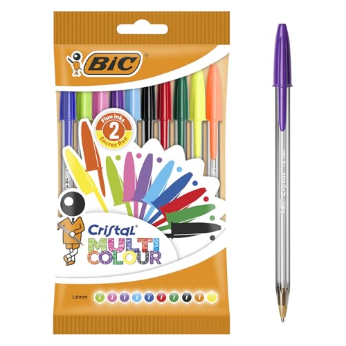 BIC Crystal Multicolour Pen Bag Pack Of 10 Multicoloured