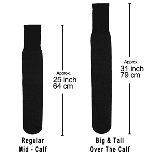 6 Pairs Men's Athletic Sport Tube Socks 10-15 Over the Calf - Big & Tall 7