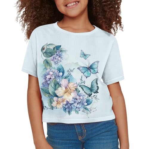 Image of Kids Crop Top Short Sleeve T-Shirts for Girls Size 5-14