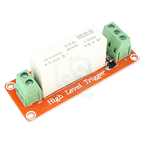 High Level Trigger 1 Channel Solid State Relay Module SSR DC-DC 3-32V to 5-220V 5A for Arduino