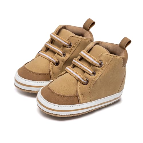 Image of CENCIRILY Baby Boys Girls High Top Sneakers Soft Soles Anti Skid Infant Ankle Shoes Toddler Prewalker First Walking Crib Shoes