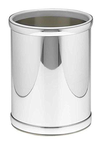 Image of Chrome 8qt Round Wastebasket by Kraftware Corp
