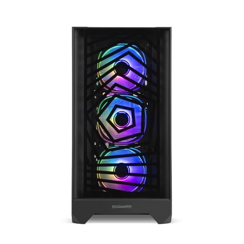 Nox Xtreme Products Hummer Plasma - Semitower Atx | M-ATX | Itx, Pannello Frontale In Rete E Vetro Temperato Inclusi, Spazio Per 7 Ventole, 4X Ventole Argb Preinstallate, USB-C E 3.0, Nero - 3