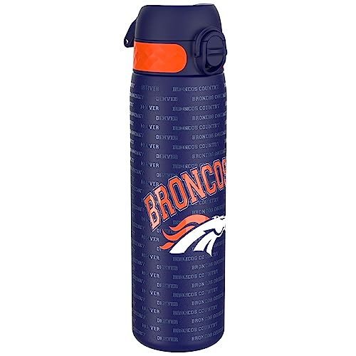 Ion8 NFL Denver Broncos Lightweight Steel Water Bottle, 600 ml/20 oz, Non-Insulated, Leak Proof, Easy to Open, Secure Lock