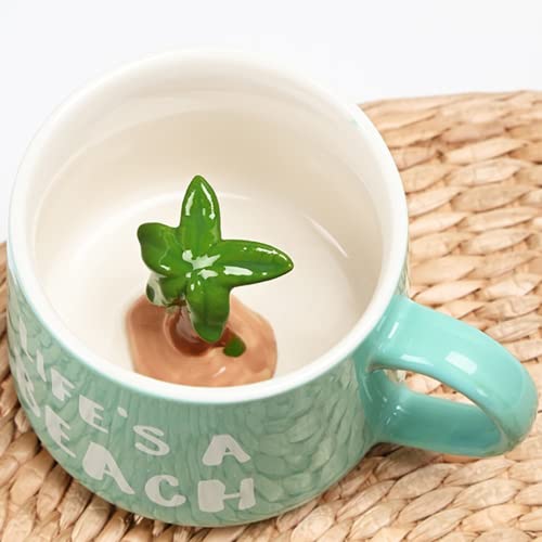 Arawat Coconut Mugs 3D con figura della noce di cocco all'interno 350ml Mug di cocco con cucchiaio Regalo di cocco Carino Caffè Tè Mug Regali Tazza di cocco Regalo di compleanno