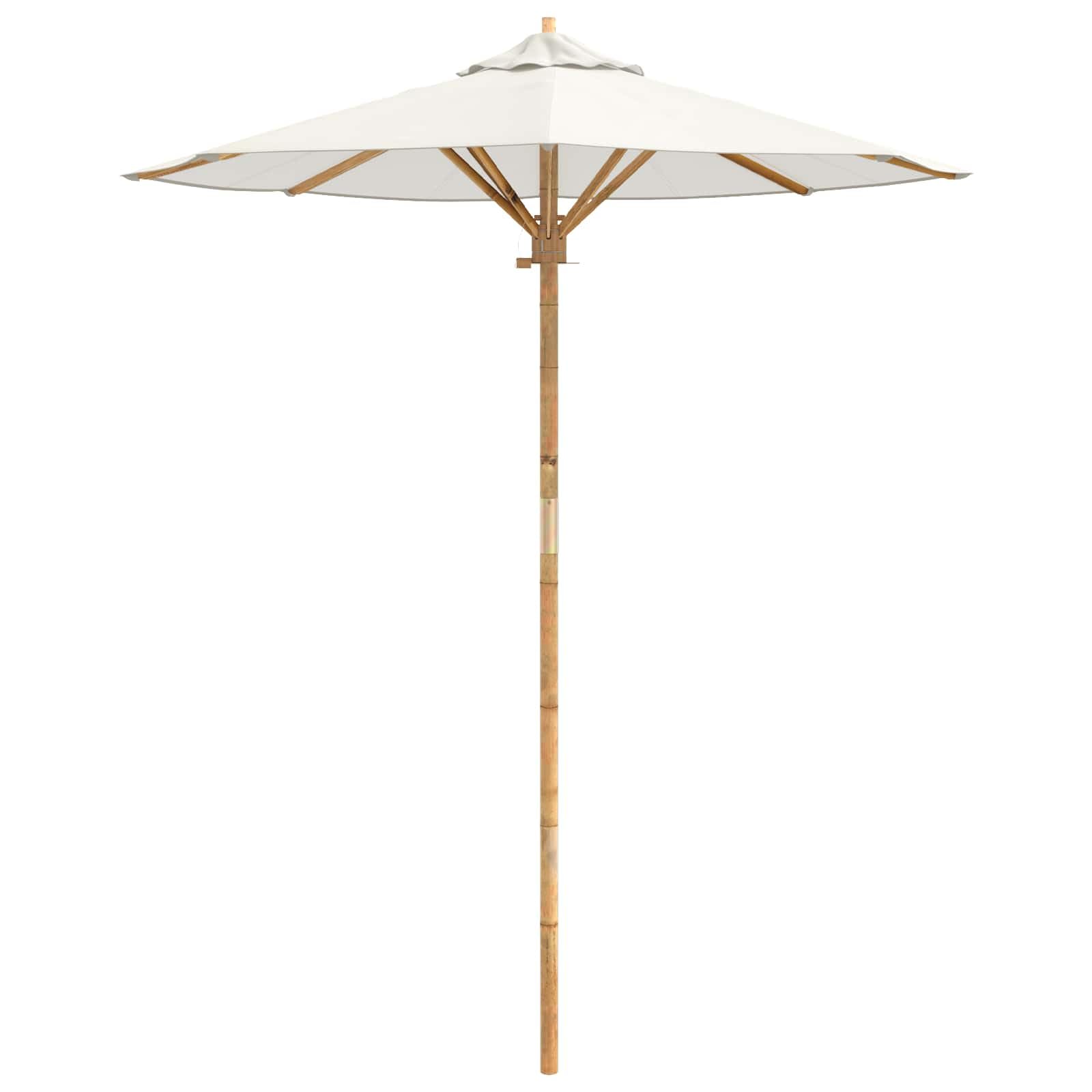 SYDE Kremowy parasol ogrodowy Ø 180 x 230 cm bambus