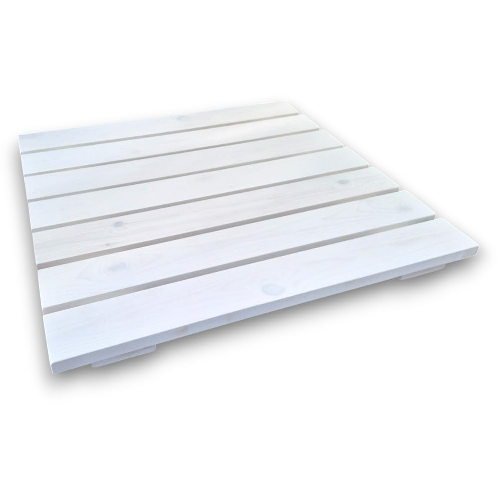 Pedana Doccia Legno Antiscivolo Sunwood 70x70 cm - Design Moderno Made in Italy - Bianco