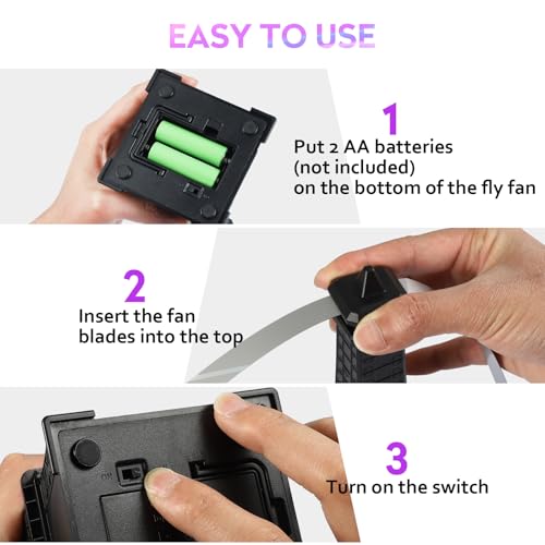 Fly Fans for Tables, Fly Repellent Fan Keep Flies Away, Battery Powered Bug Fans with Holographic Blades for Picnic, BBQ, Restaurant, Party and Kitchen, Indoor and Outdoor 4 Pack