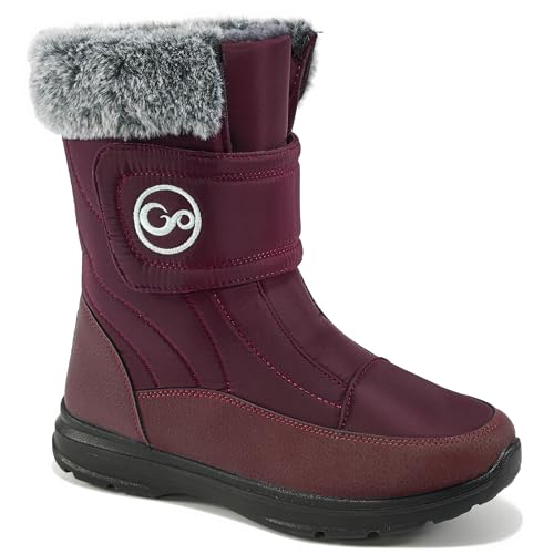 Almusen Snow Boots for Womens Winter Shoes: Warm Fur Lining Mid Calf Boots Women Anti Slip Waterproof Hook Loop Comfortable Outdoor Boot