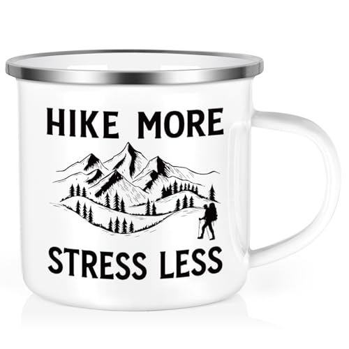 Cabtnca Enamel Hiking Mug - Stress Less Camping Gift