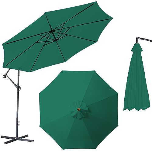 KAnduo 6.6ft/9ft/10ft Universal Umbrella Replacement Canopy, 6 Ribs/8 Ribs Outdoor Cantilever Umbrella Replacement Cover For Patio Garden Pool Umbrella(Color:Green,Size:9FT 8-Ribs)