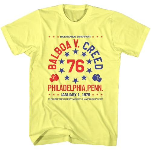 Rocky Movie T Shirt Balboa V. Creed Adult Yellow Heather Short Sleeve Boxing Film Retro Style Graphic Tee