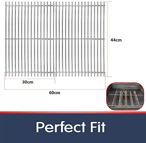 Denmay 7639 44 x 60cm Grillrost 304 Edelstahl für Weber Spirit I & II E/S 310, 320, 330 (mit vorderen Brennerknöpfen), Spirit 700, 900, Genesis 1000-3500, Genesis Gold Silver B/C(Nicht FÜR Silber A)