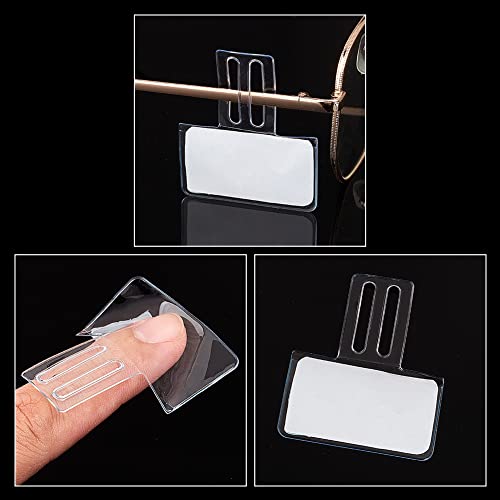 AHANDMAKER 100 Pcs Clear Plastic Price Tag Holders for Glasses Frame, Mini Rectangle Label Holders, Hanging Card Protector Sleeve for Spectacle Frames by AHANDMAKER - Used condition - Image 4