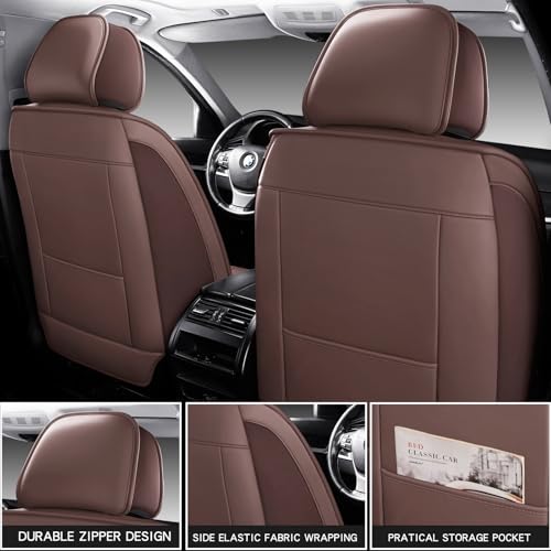Image of MINGBRON Seat Covers, Car Seat Covers Front Seats, Car Seat Cover, Car Seat Protector Waterproof, Car Seat Cushion Nappa Leather, Brwon Seat Covers Carseat Cover Universal Fit for Most Cars