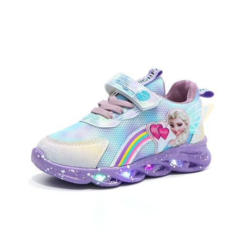 Chaussures lumineuses Elsa, princesse filles 27 Sneakers enfants avec lumière LED clignotante baskets printemps et automne de sport for intérieur et extérieur...