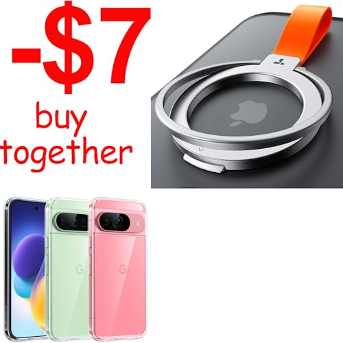 TORRAS Pixel Diamond Clear Case & Magnetic Phone Grip Ring Holder Kickstand