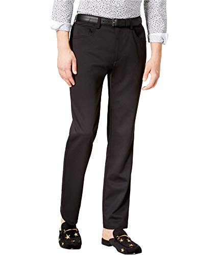 I-N-C Mens Shiny Casual Trouser Pants, Black, 34W x 32L