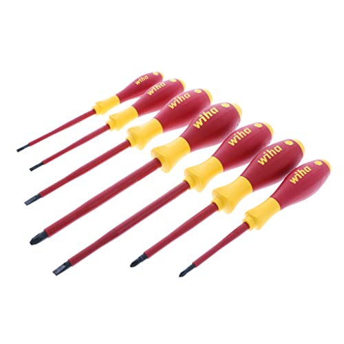 Image of Wiha 32099 7-Piece Insulated SoftFinish Screwdriver Set, 1000V VDE Certified Electrician Screwdrivers