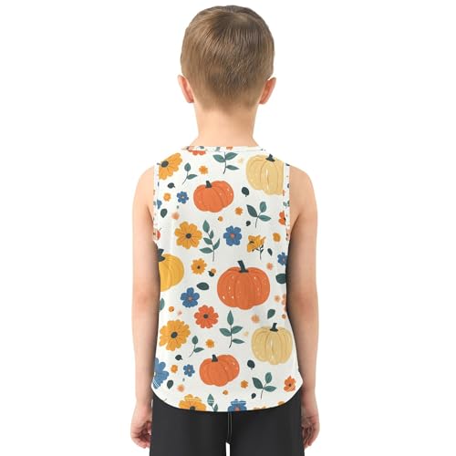 Autumn Pumpkins Flowers Retro Children Tank Tops Sleeveless Summer Vest Tee Sports Clothes for Golf Swim Bike Jog 3T3